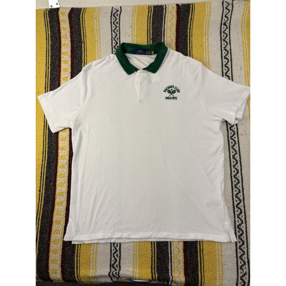 Polo Ralph Lauren Standard Fit Terry Graphic Polo Shirt Racquet Club NYC Size XL